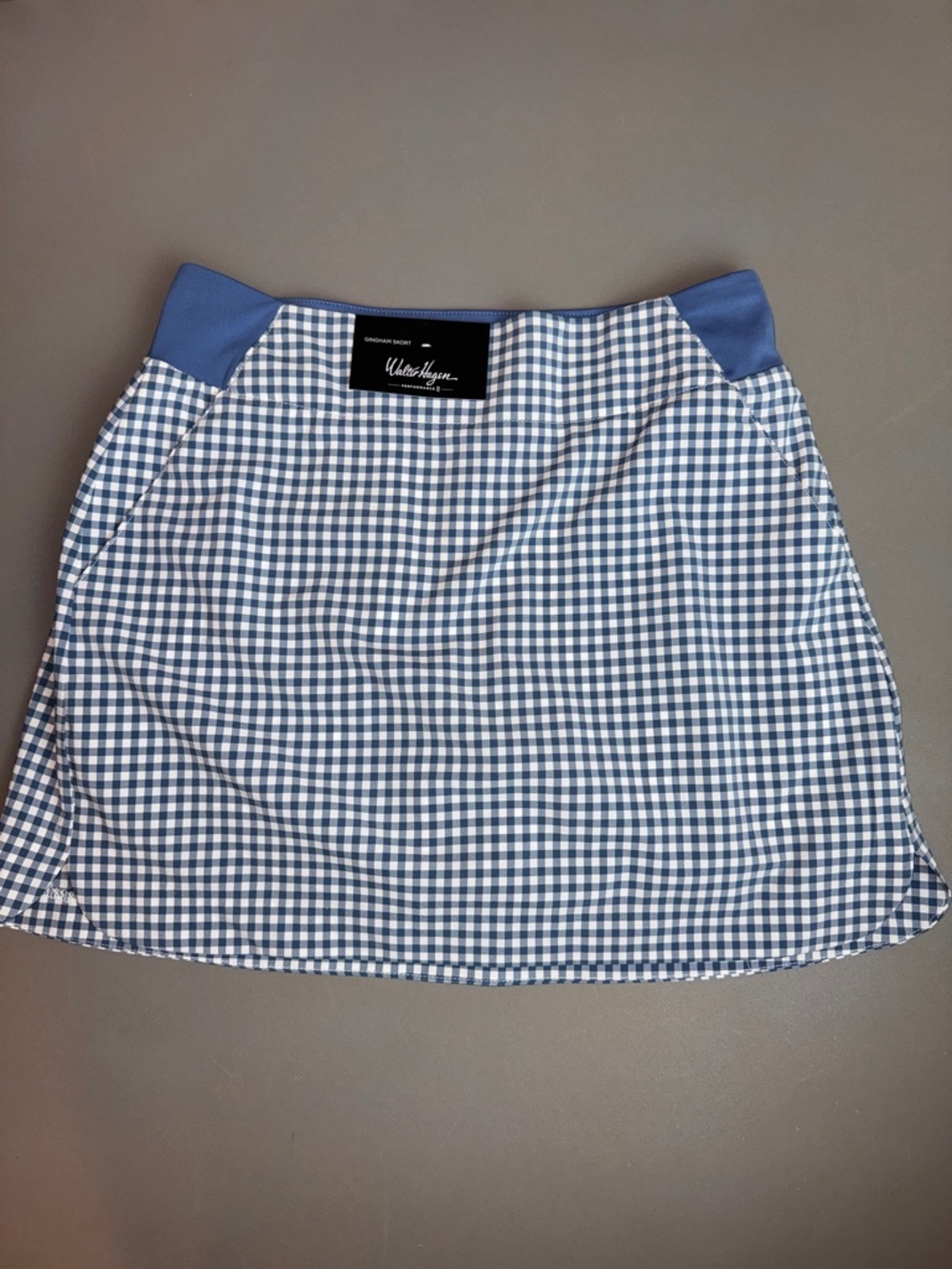 Walter Hagen Golf Skort Weatherproof Blue Gingham A-Line Athletic Skort